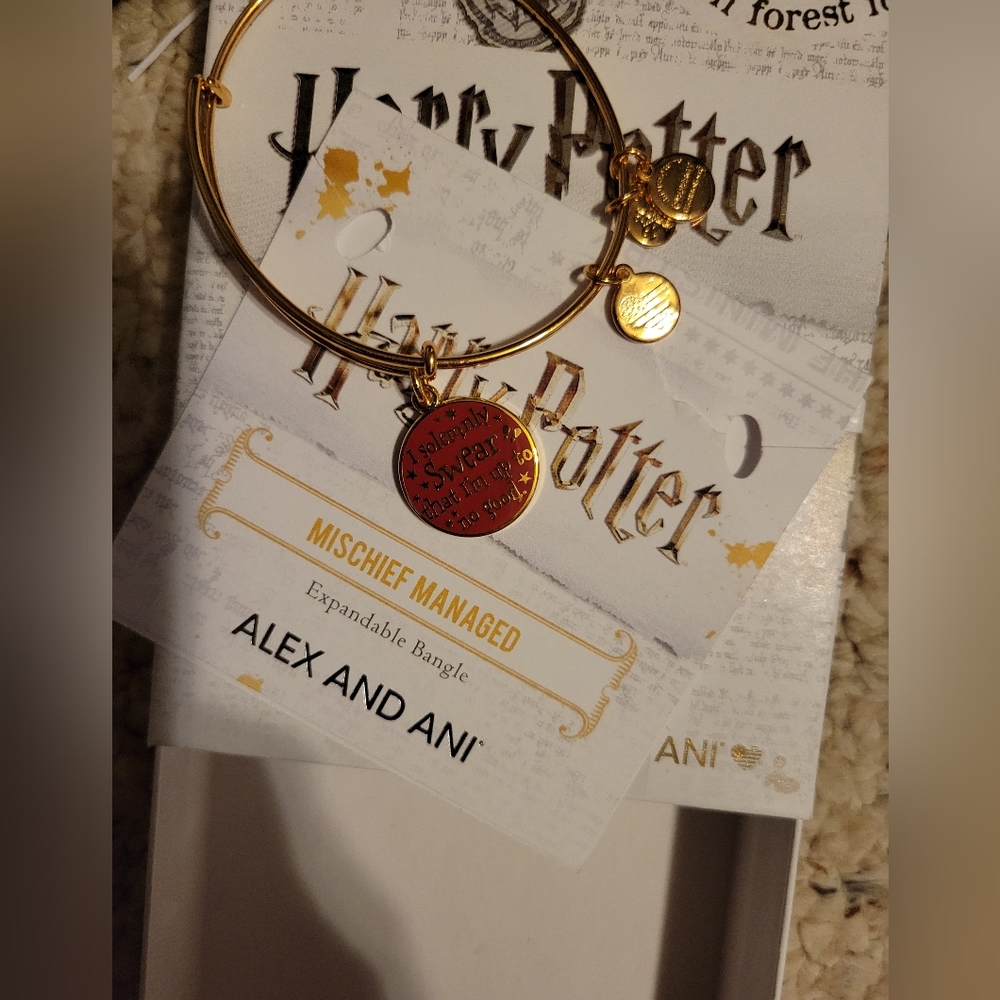 Authentic Alex and Ani Harry Potter Mischief Managed Shiny Gold Bangle